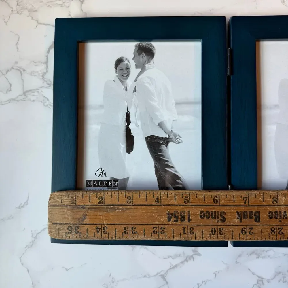Vintage Y2K Malden Blue 5x7 Double Hinged Picture Frame NIB